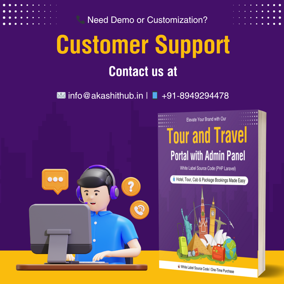 Tour and Travel Portal with Admin Panel – White Label Source Code (PHP Laravel)