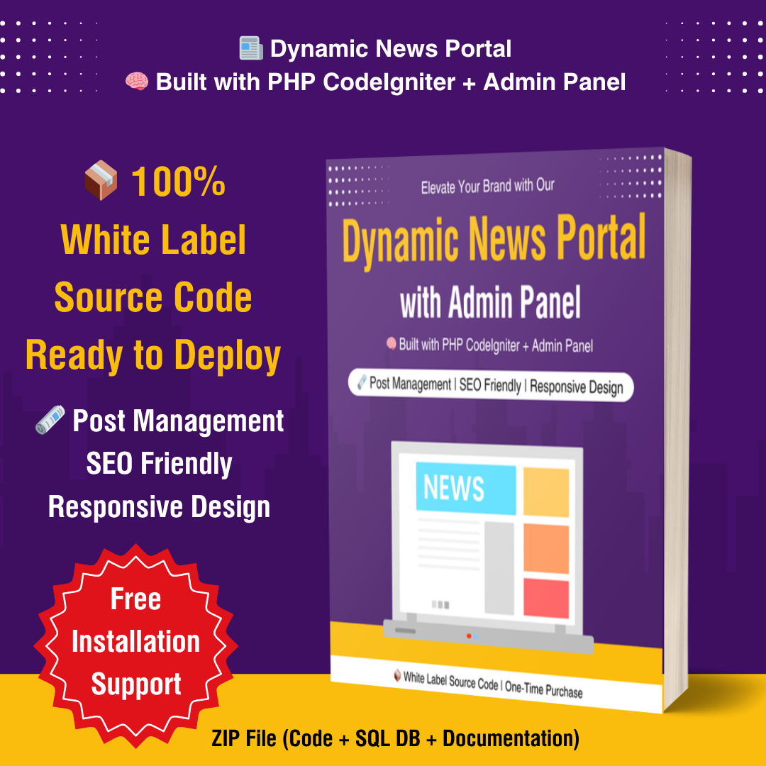 News Portal with Admin Panel – White Label Source Code (PHP CodeIgniter)